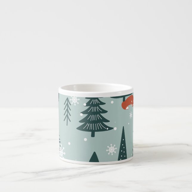 Foxer, fir-träd, vinter, färglöst mönster espressomugg (Framsidan)