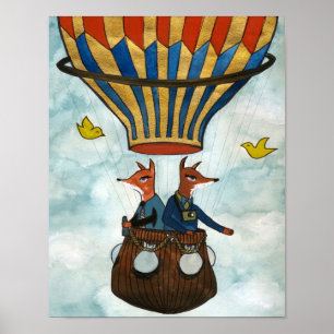 Foxer i en Luftballong Poster