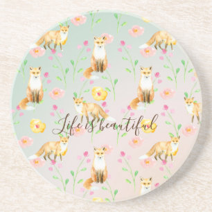 Foxer och blommor Rosa Gult Mint Ombre Underlägg