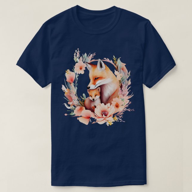 Foxer och blommor t shirt (Design framsida)