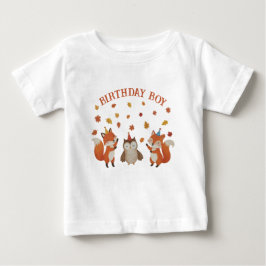 Foxes and Owl Woodland Fall Birthday Party T Shirt