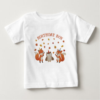Foxes and Owl Woodland Fall Birthday Party T Shirt