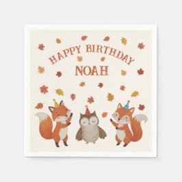 Foxes and Owl Woodland Fall Kids Birthday Party Pappersservett