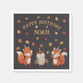 Foxes and Owl Woodland Fall Kids Birthday Party Pappersservett