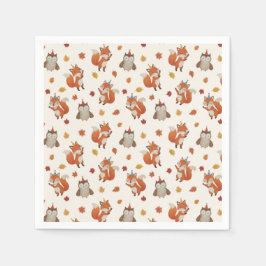 Foxes and Owl Woodland Fall Kids Birthday Party Pappersservett