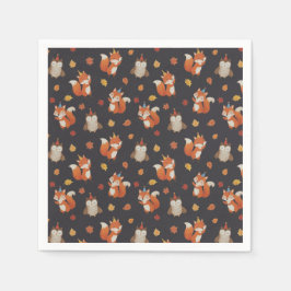 Foxes and Owl Woodland Fall Kids Birthday Party Pappersservett