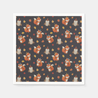 Foxes and Owl Woodland Fall Kids Birthday Party Pappersservett