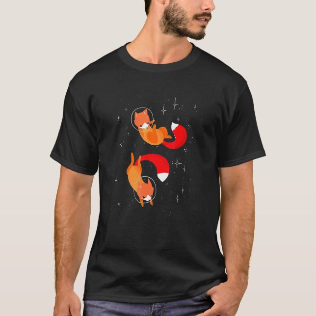 Foxes Astronaut Cute Foxes Space Art T Shirt (Framsida)