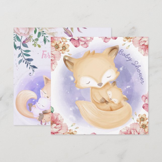 Foxes babyinställarens inbjudan (Fram/baksida)