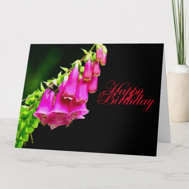 Foxglove & Bee Birthday Card Kort (Framsida)