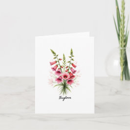Foxglove Floral Blank Note Card Anteckningskort