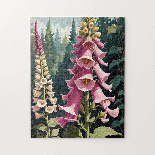 Foxglove Flower Art Puzzle Pussel (Vertikal)