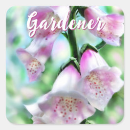 Foxglove Flowers Floral Pink Garden Personalized Fyrkantigt Klistermärke