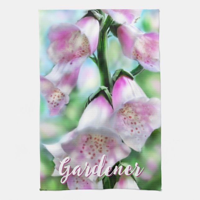 Foxglove Flowers Floral Pink Garden Personalized Kökshandduk (Vertikal)