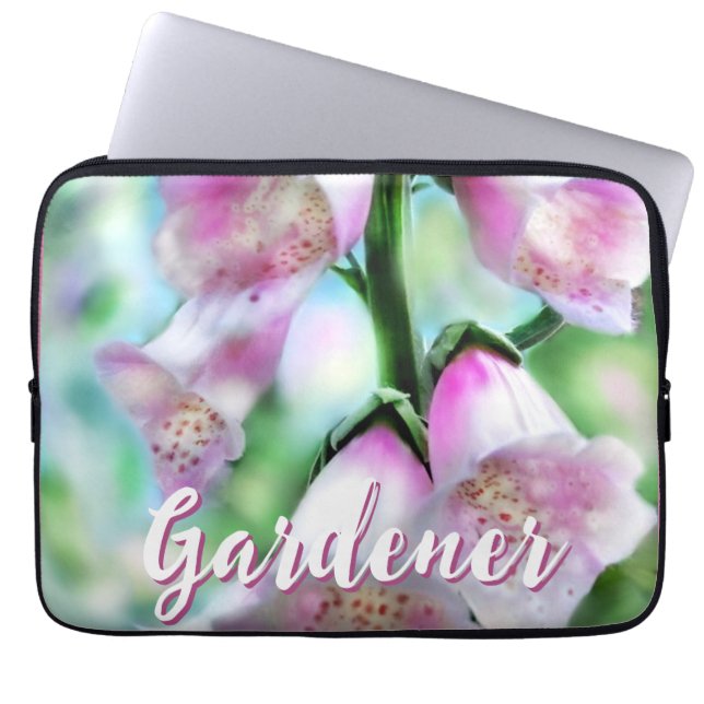 Foxglove Flowers Floral Pink Garden Personalized Laptop Fodral (Framsidan)