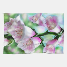 Foxglove Flowers Flower Blommigt Rosa Lila Grönt Kökshandduk