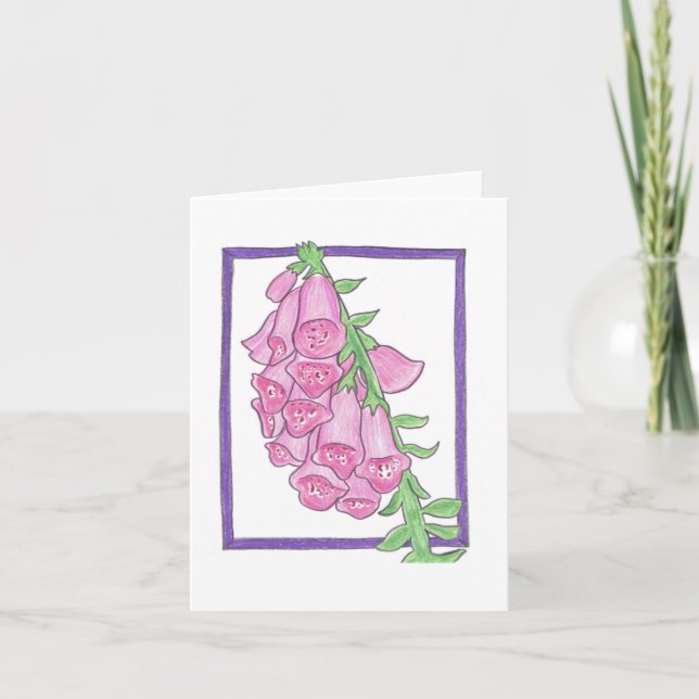 Foxglove Greeting Card Kort (Framsida)