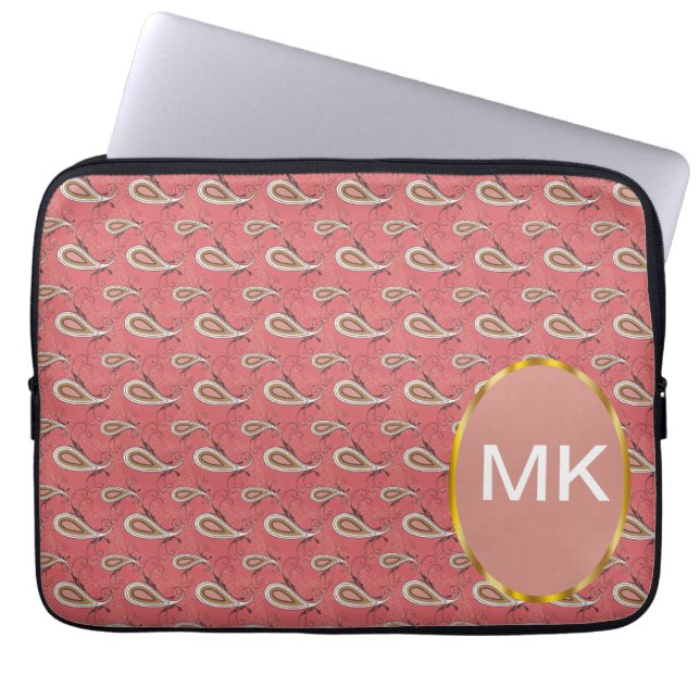 Foxglove Petal Paisley Mönster Laptop Sleeve (Framsidan)