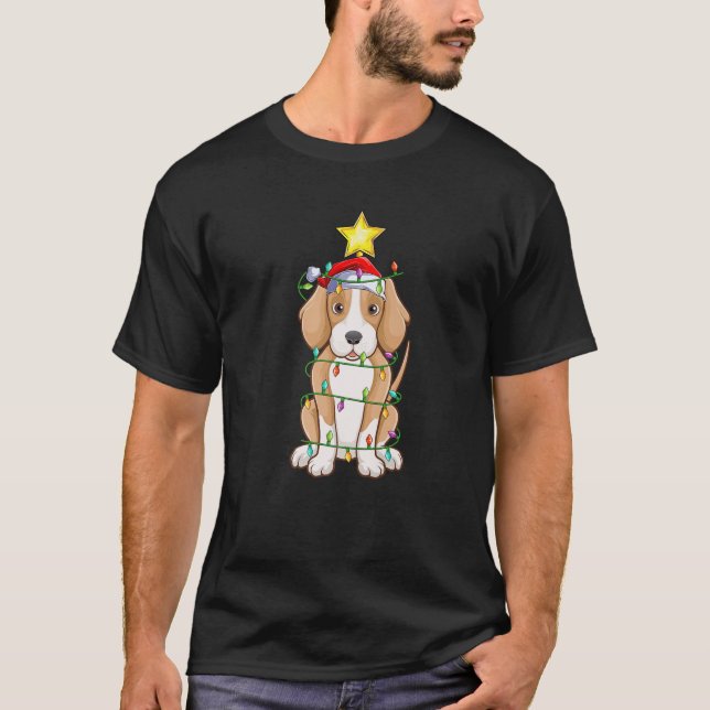 Foxhound Hund Julafton Lighting Träd Matching Foxh T Shirt (Framsida)