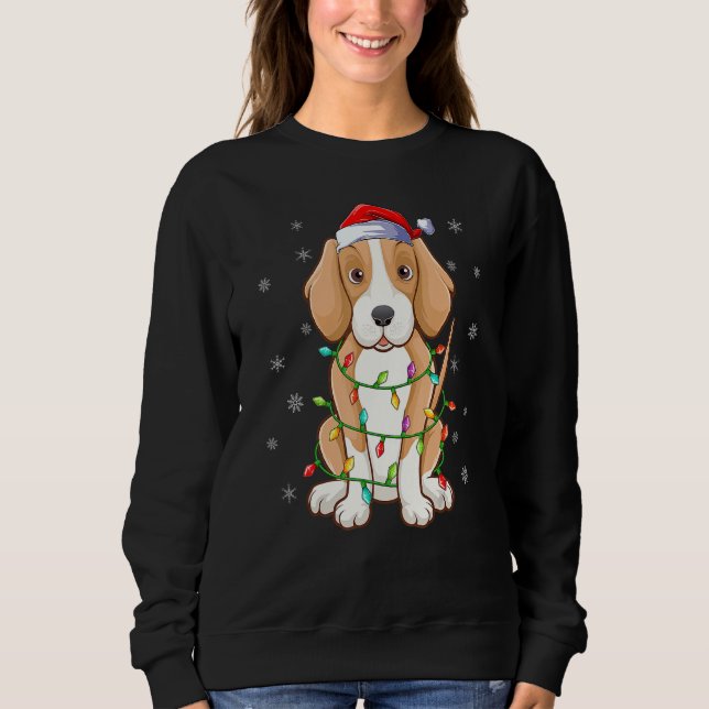 Foxhound Hund Lighting Santa Hat Foxhound Chri T Shirt (Framsida)