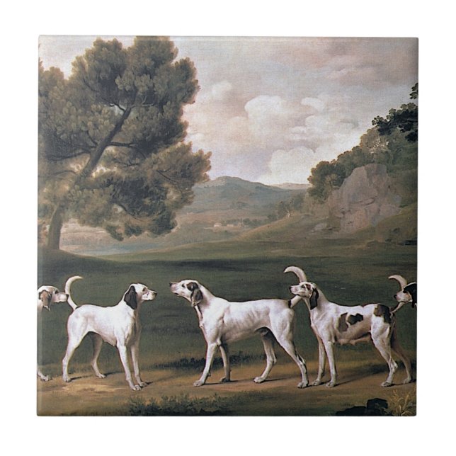 Foxhound i ett landsbygdslandskap (av George Stubb Kakelplatta (Framsidan)