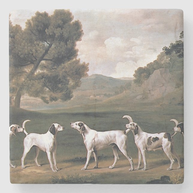 Foxhound i ett landsbygdslandskap (av George Stubb Stenunderlägg (Framsidan)