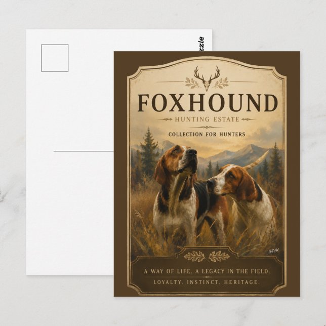 Foxhound-porträtt – ädel jakt hund vykort (Fram/baksida)