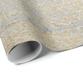 Foxier Guld Grått Wood Shabby Quatrefoil Silver Presentpapper