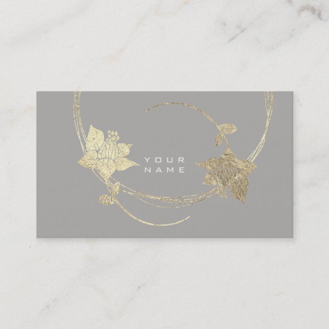 Foxier Guld Ro Grått Lila White Blommigt Glam Visitkort (Framsida)