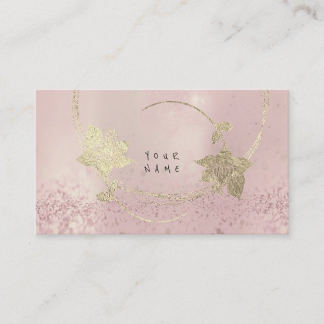 Foxier Guld Ro Rosa  Pearly Blommigt Glitter Visitkort (Framsida)