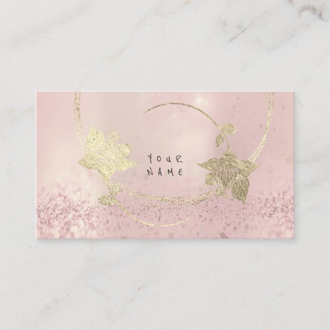 Foxier Guld Ro Rosa  Pearly Blommigt Glitter Visitkort (Framsida)