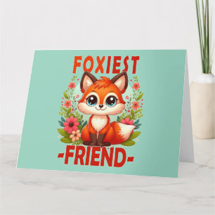 Foxiest Friend pun. Cute Baby Fox-valpen, tecknad Tack Kort
