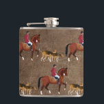 Foxjägare och hästar fickplunta<br><div class="desc">Foxchasing på hans häst åtföljt av sår som omger land-konstruktionen i sport.</div>