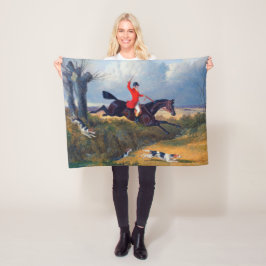 Foxjakt Clearing a Ditch 1839 Hund Fleecefilt