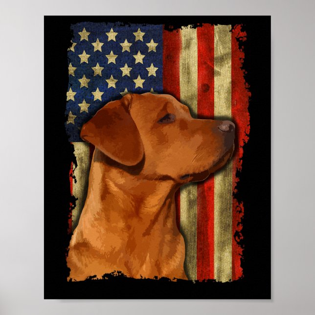 Foxred Labrador Retriever Us Flag Fox Red Labrador Poster (Framsidan)