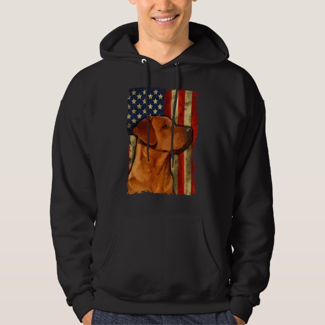 Foxred Labrador Retriever Us Flagga Fox Red Labrad Hoodie (Framsida)