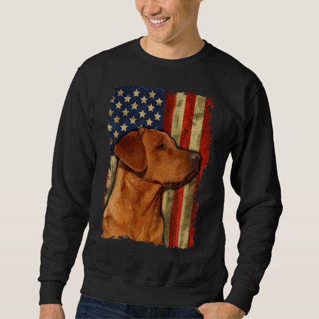 Foxred Labrador Retriever Us Flagga Fox Red Labrad Lång Ärmad Tröja (Framsida)