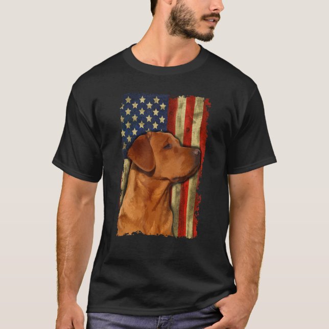 Foxred Labrador Retriever US Flagga Fox Red Labrad T Shirt (Framsida)