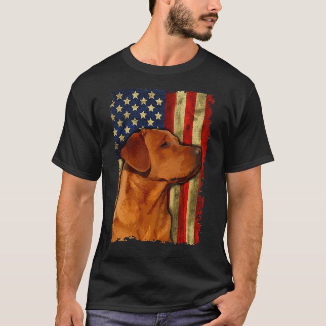 Foxred Labrador Retriever Us Flagga Fox Red Labrad T Shirt (Framsida)