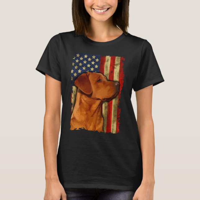 Foxred Labrador Retriever Us Flagga Fox Red Labrad T Shirt (Framsida)