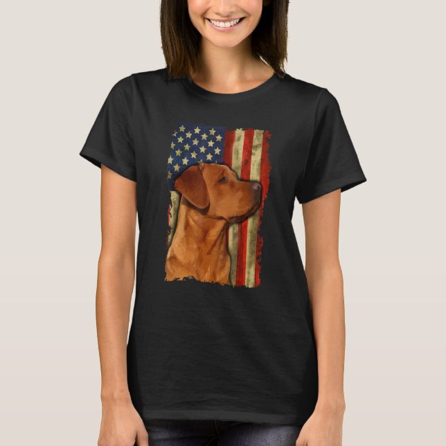 Foxred Labrador Retriever US Flagga Fox Red Labrad T Shirt (Framsida)
