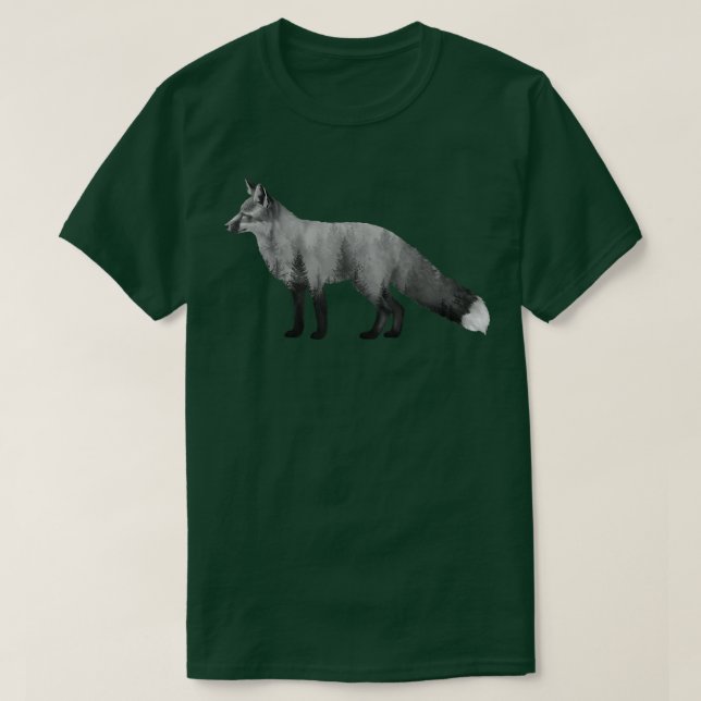 Foxsilhouette foxes dubbla Exponeringsfoxskogen na T Shirt (Design framsida)