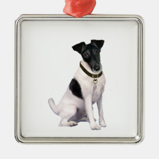 Foxterrier (A) - Slät - svart-vit Julgransprydnad Metall