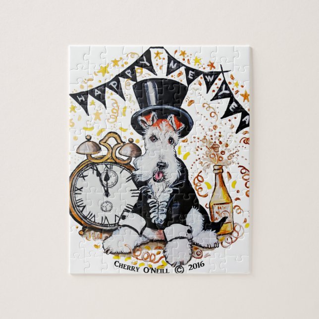 Foxterriergott nytt år pussel (Vertikal)