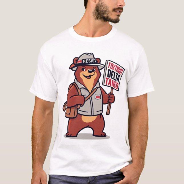 Foxtrot Delta Tango Bear Funny T Shirt (Framsida)