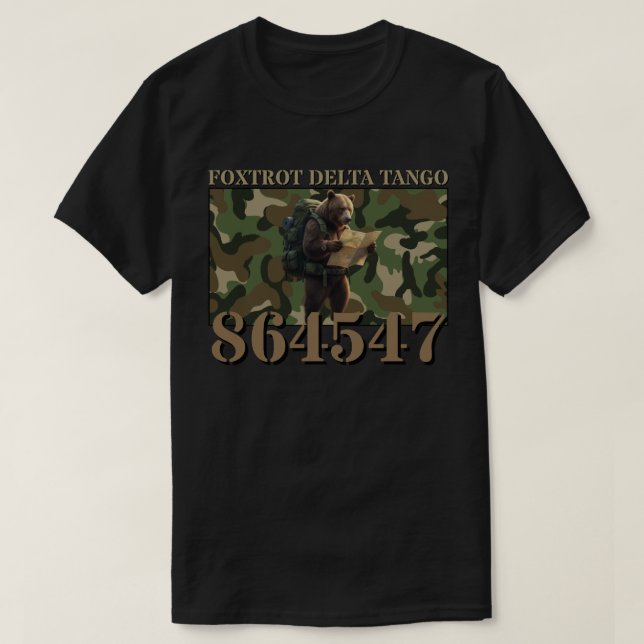Foxtrot Delta Tango Camo Bear T Shirt (Design framsida)