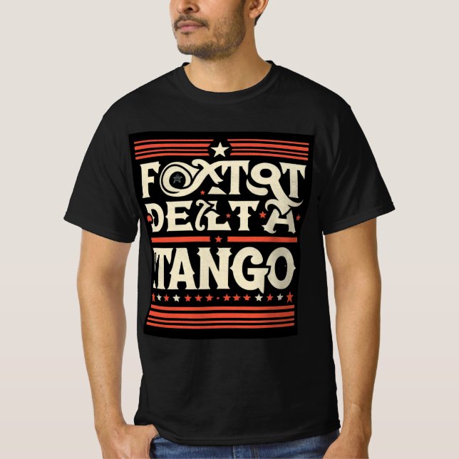 Foxtrot Delta Tango Distress Patriotic Phonetic T Shirt (Framsida)