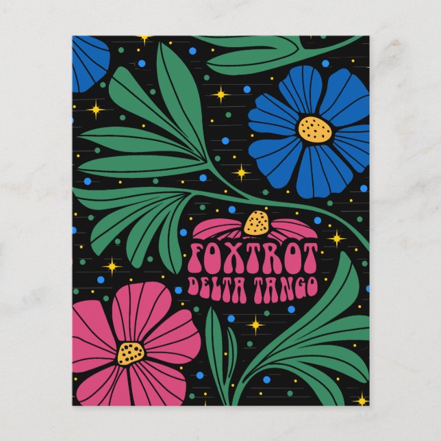 Foxtrot Delta Tango Flower Boho Flygblad (Framsidan)