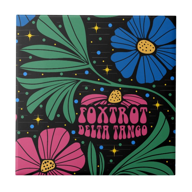 Foxtrot Delta Tango Flower Boho Kakelplatta (Framsidan)