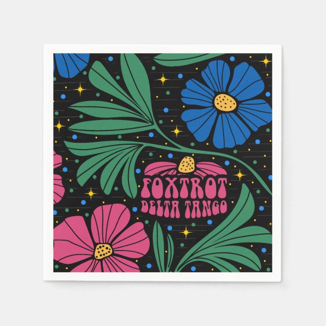 Foxtrot Delta Tango Flower Boho Pappersservett (Framsidan)
